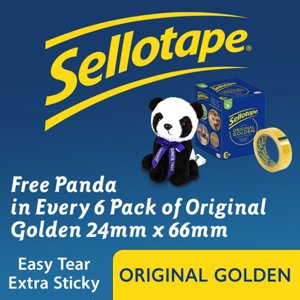 Sellotape Original Easy Tear Extra Sticky Golden Tape 24mm x 66m (Pack 6) - 2974501
